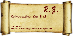 Rakovszky Zerind névjegykártya